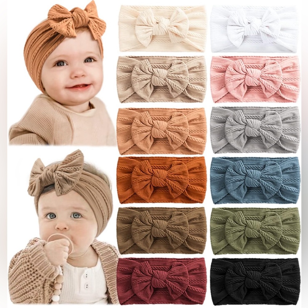 12pc Baby Headbands Super Stretchy Soft Nylon